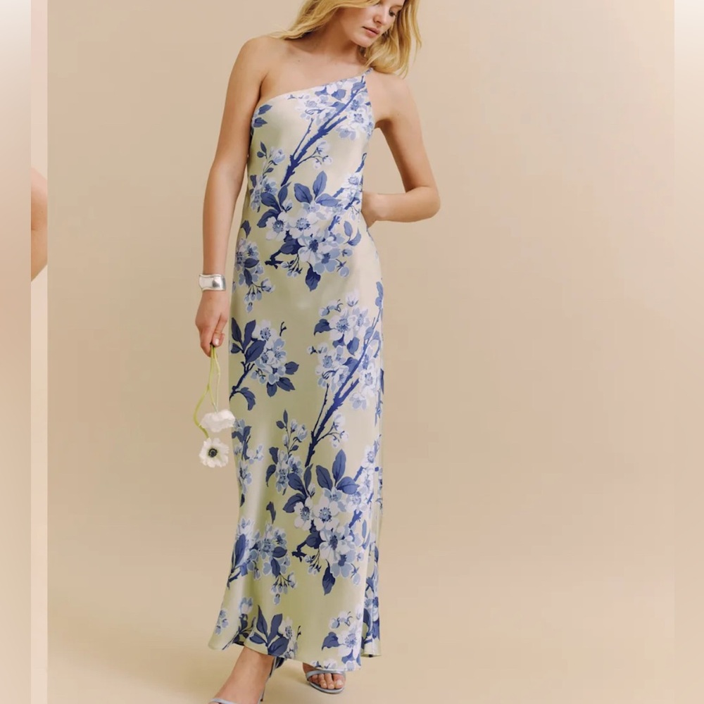 Reformation Olesia One Shoulder Silk Dress